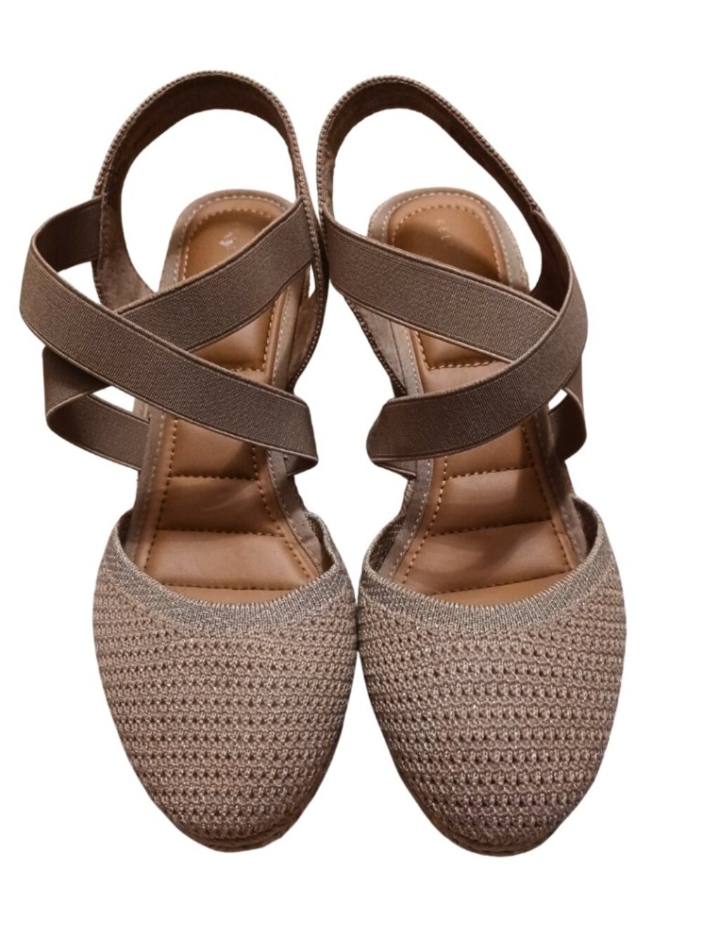 Kelly & Katie Women's Kenedy Wedge Espadrille Sandal, Natural Gold, Size 8 Wide